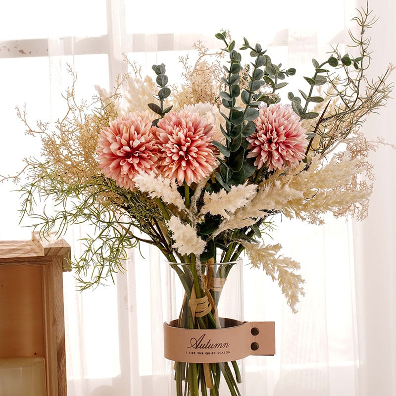 Artificial Dandelion Flowers Center pieces for Table Decor - Champagne Pink