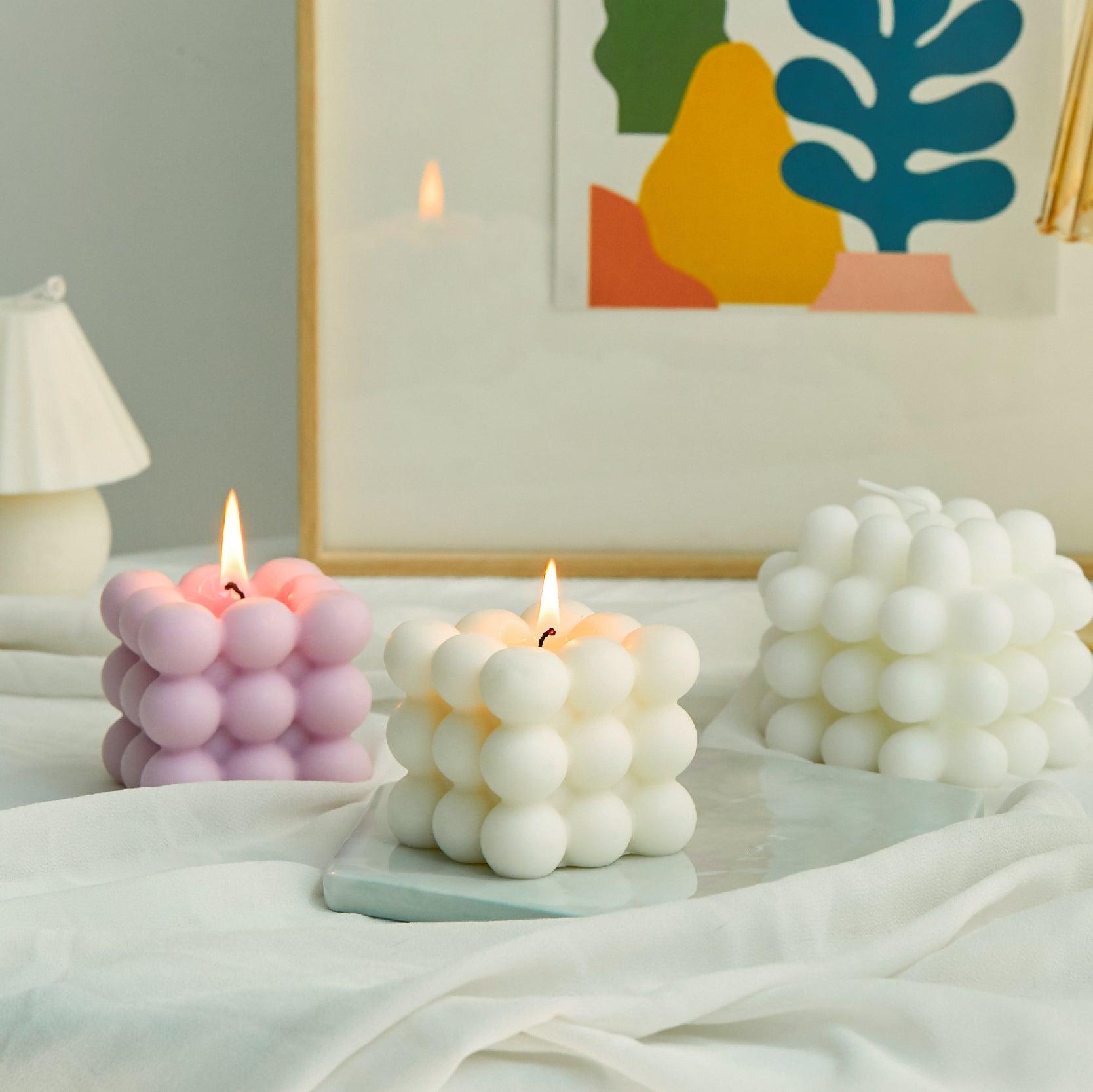 Bubble Cube Candle Aromatherapy Candles - White cube