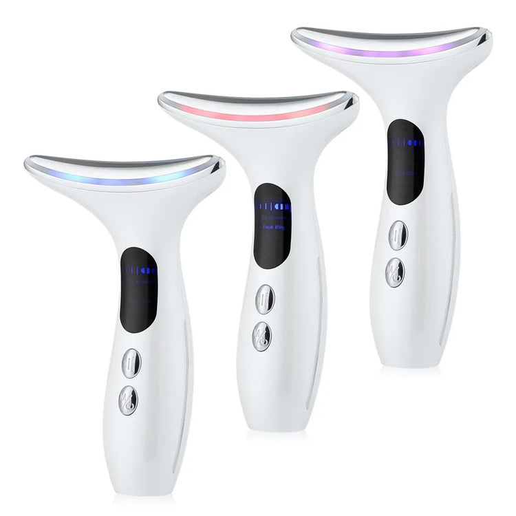 Beauty Device Neck & Face Wrinkle Anti Aging Skin Care Remover With LED Light and Heat Massage Therapy