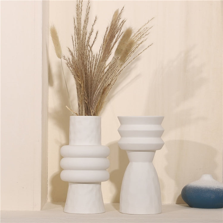 Ceramics Lined Circular Home Flower Pot Vases