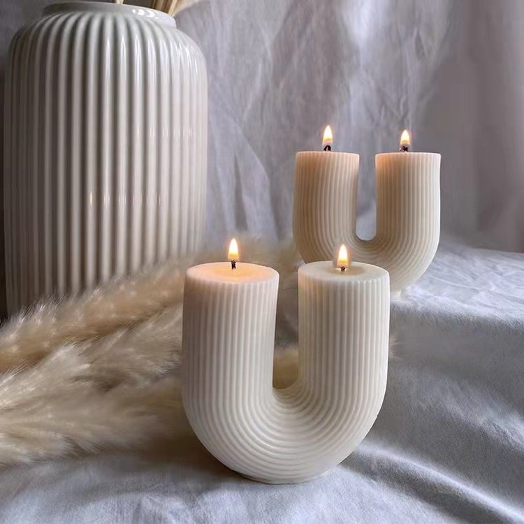 Beautiful U-shaped Geometric Natural Candle For Dinner Table