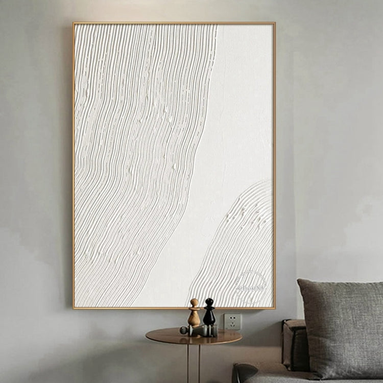 Contemporary Hand-painted Abstract White Line Paintings On Canvas