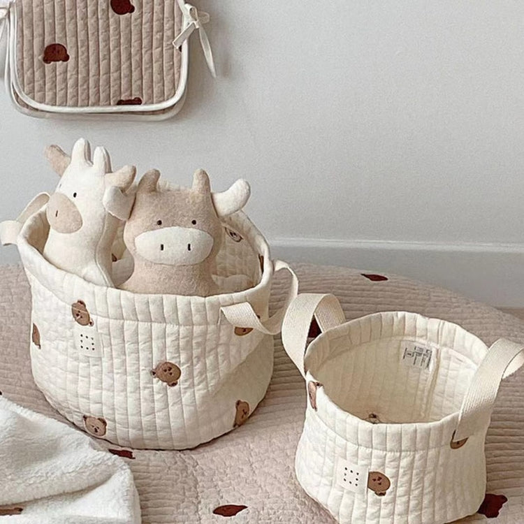 Organic Cotton Basket Embroidery Storage Bag Organizers