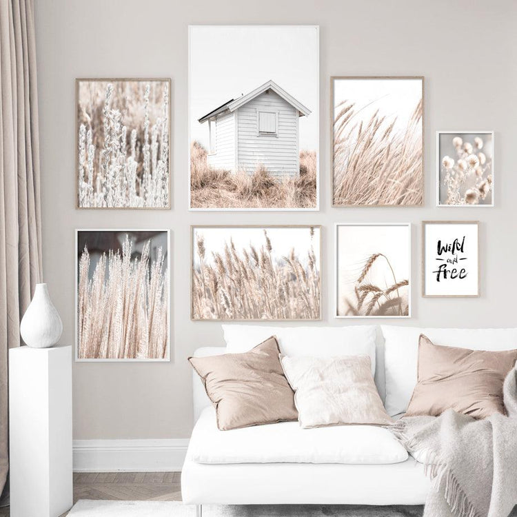 Natural Pampas Dandelion Flower Wall Canvas For Home Decoration