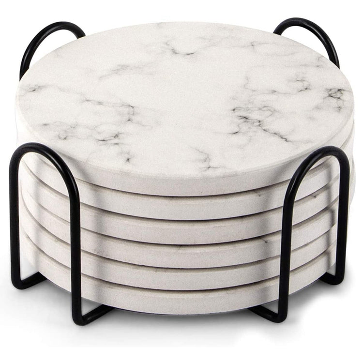 Marble Absorbent Coasters with Holder (Set of 6) Online