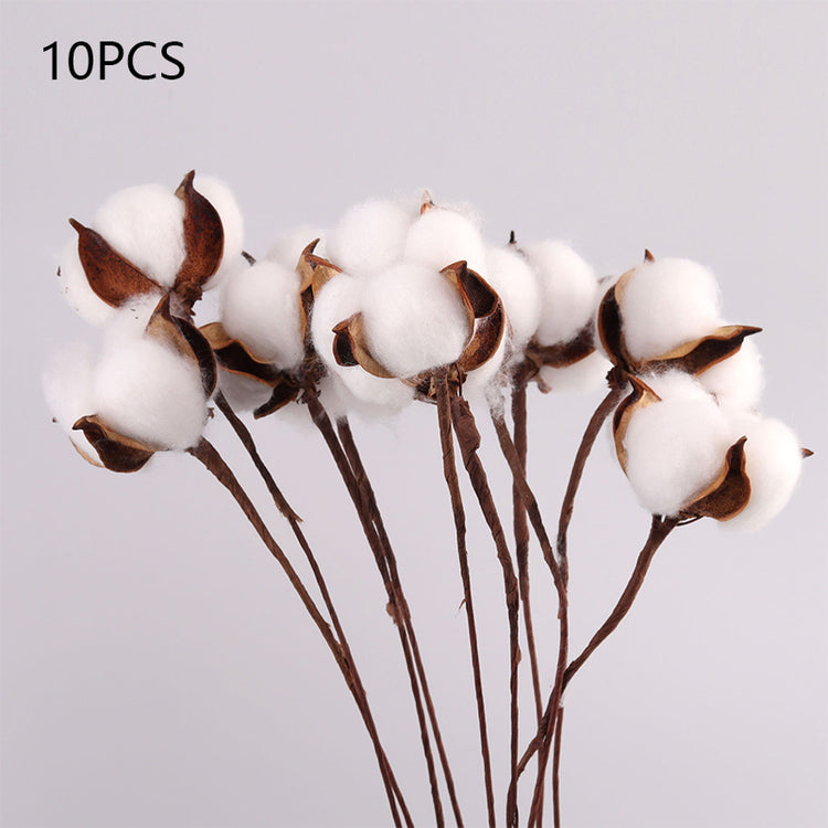 Natural White Cotton Flowers Decorative Branch Bouquet For Home Decor