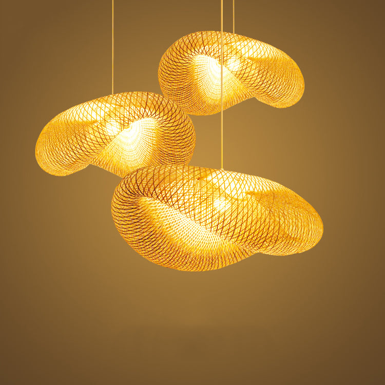 Modern Oyster Pendant Lamp Rattan Bamboo For Home & Office Decoration
