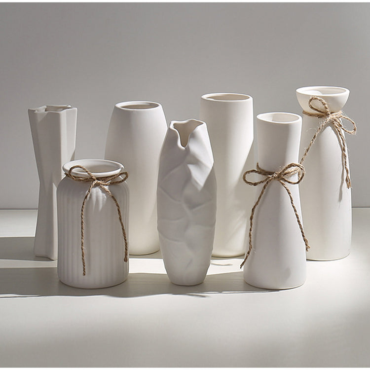 Beautiful White Ceramic Nordic Flower Vase With String Online